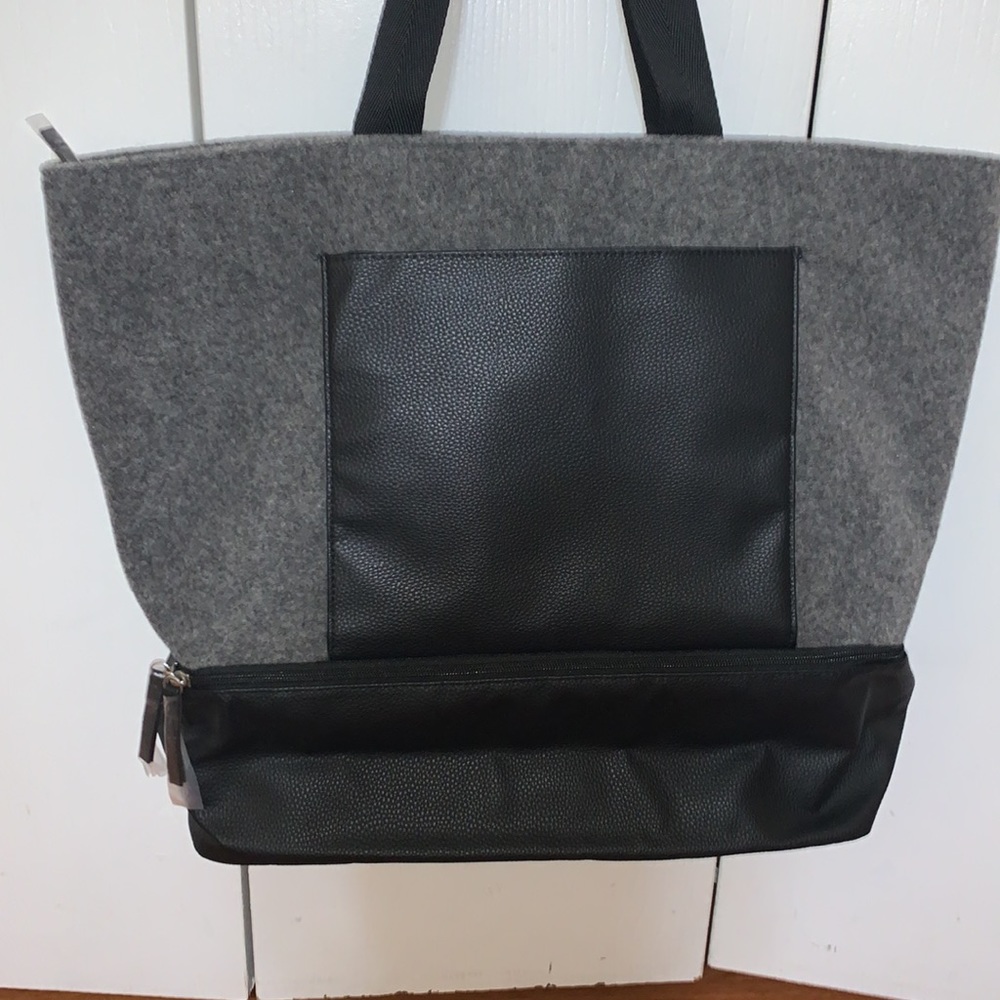 DSW faux wool & leather tote - Picture 4 of 9